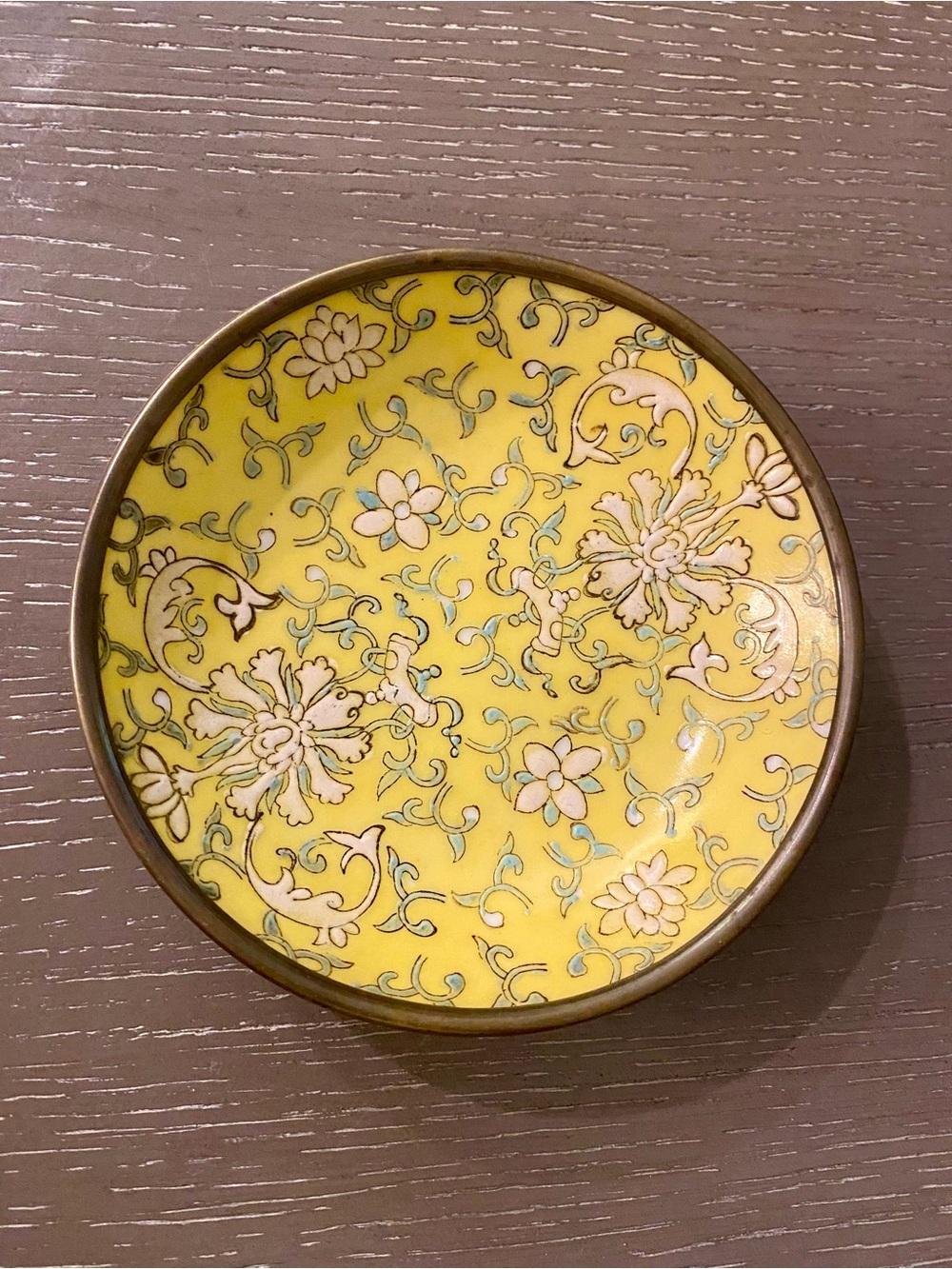 Chinese Yellow GOLD Porcelain METAL Bowl SIGNED
